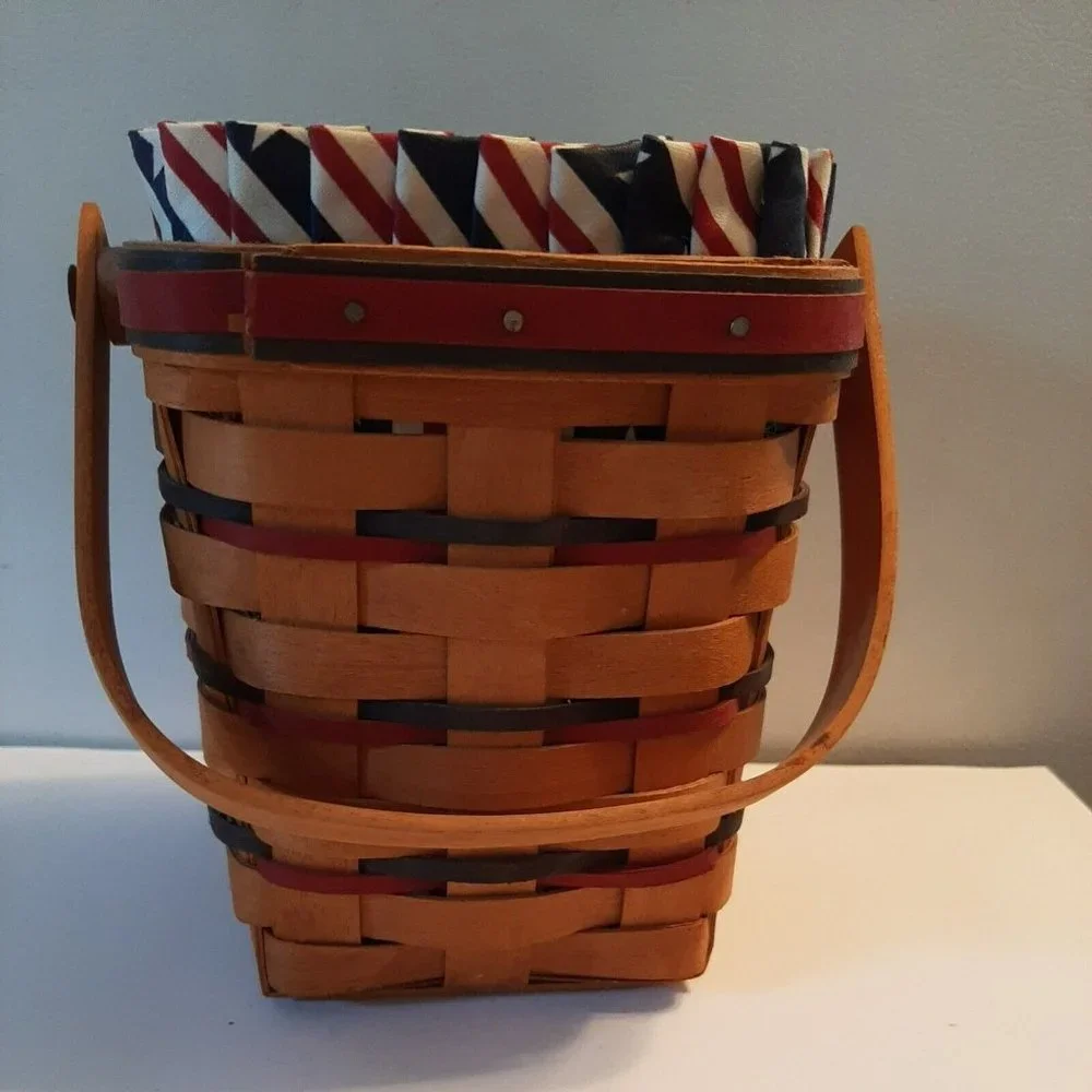 Longaberger 1995 All American Carry Along Basket Red White Blue Patriotic 6.5